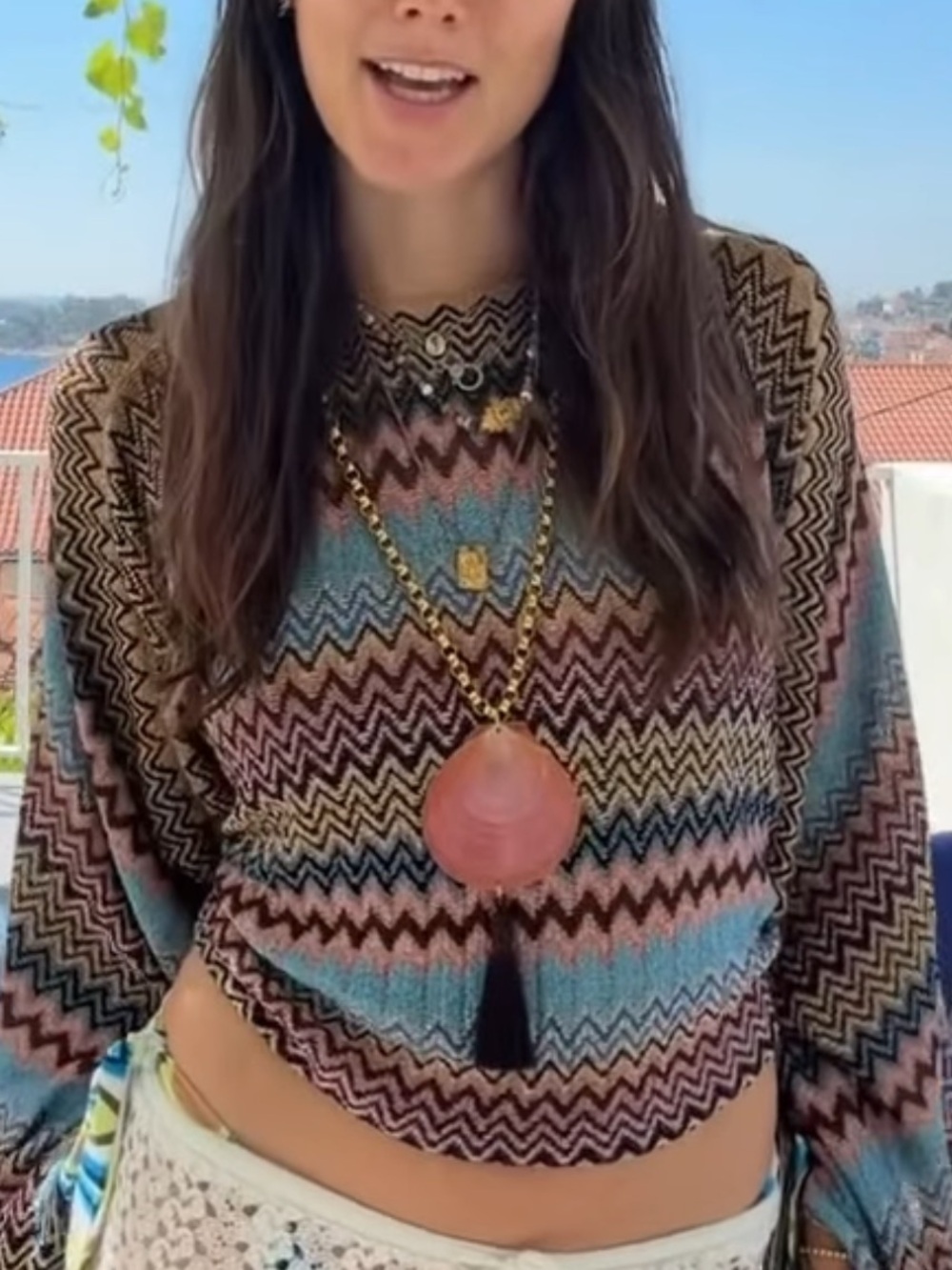Missoni Boho Metallic Zigzag Poncho / Shawl Women's - Pink, Blue & Brown